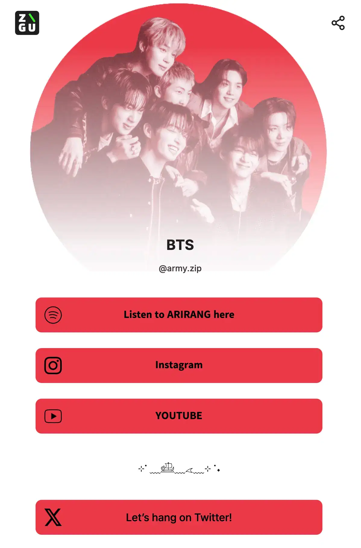 BTS's ZIGU profile