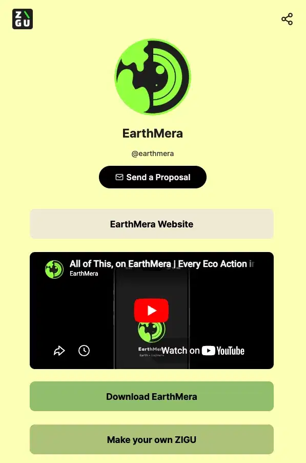 EarthMera's ZIGU profile