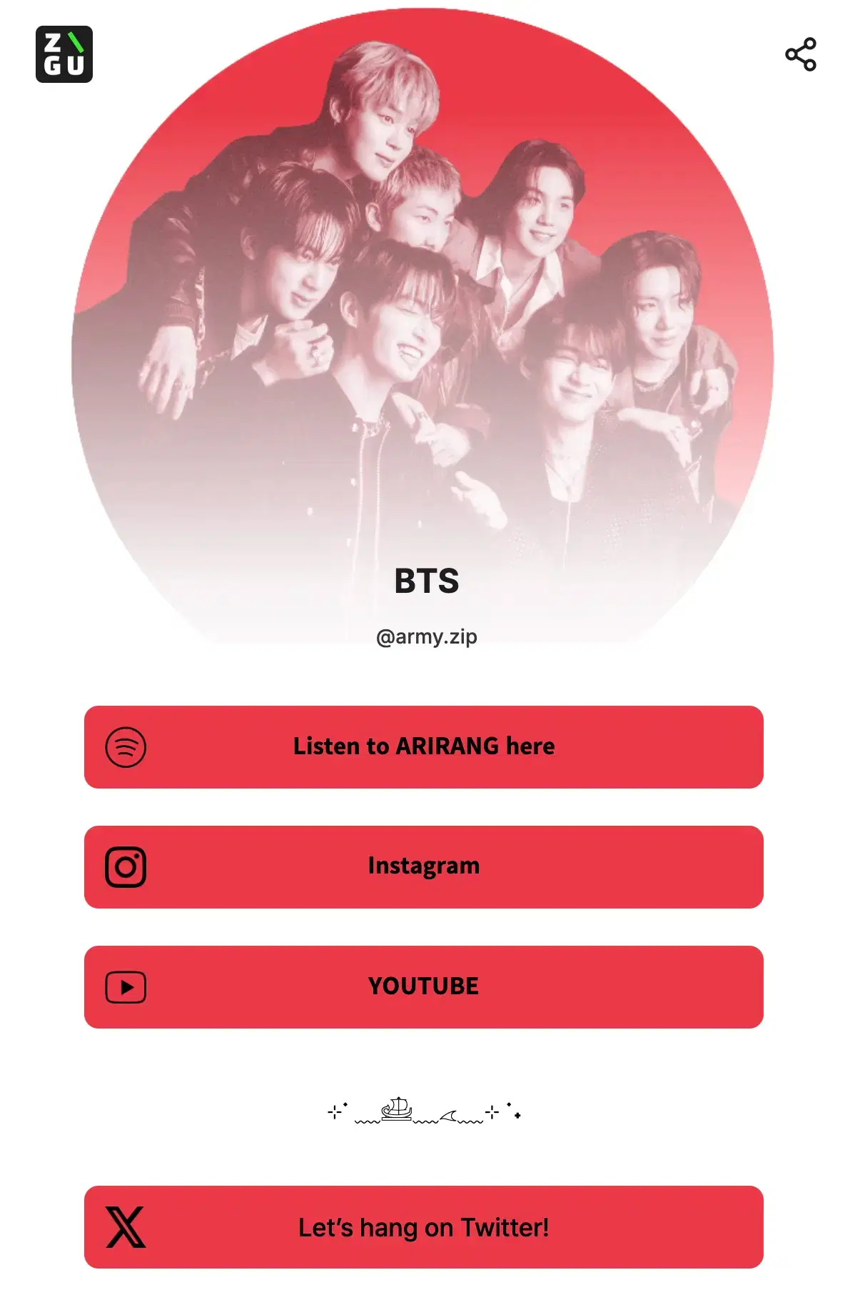 BTS's ZIGU profile