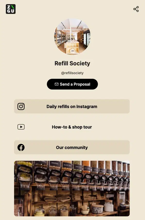 Refill Society's ZIGU profile