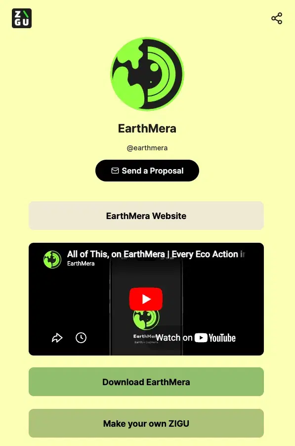 EarthMera's ZIGU profile