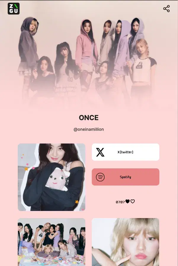 ONCE's ZIGU profile